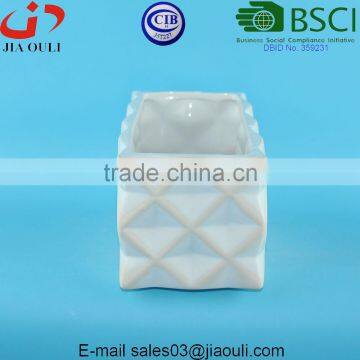Glazed White and Wash Ceramic Rectangle Sucuulent Plant Pot/Cactus Flower Pot photo-4