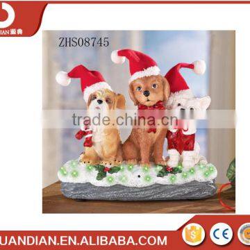 Sensor LED Christmas Decorative Dogs -Indoor or Outdoor Decorative garden Resin Sculpture