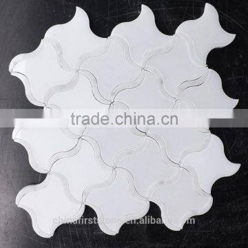 FSMT-609 White Marble Waterjet Bathroom Mosaic Wall Tiles