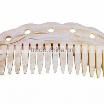 handmade carved natural mother of pearl shell hair comb