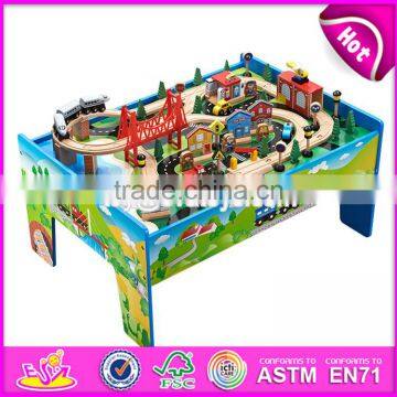 2017 New design preschool children activity toys wooden train table W04C069