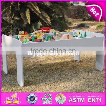 2017 новый дизайн образовательных детских игрушек для активностей - деревянный набор игрового стола с поездами W04C070 photo-3