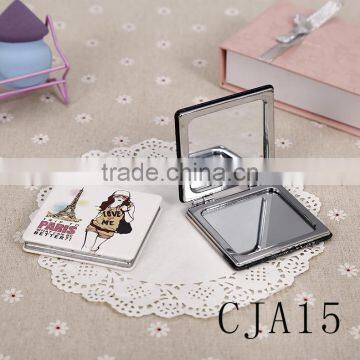 CJA14-OEM Makeup Pocket Plastic Hand Square Foldable Mirror