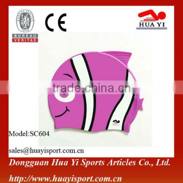 Colorful only children size silicone waterproof screen printing logo swimming cap