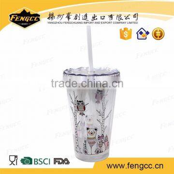 Alibaba trade assurance food grade kids bpa free plastic cup with straw