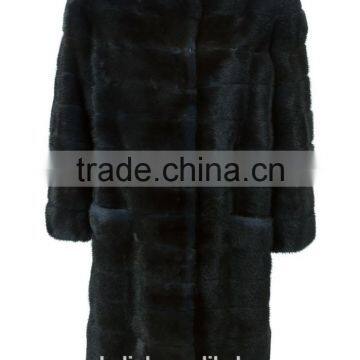 New Style Modern Ladies Black Mink Fur Padded Coat Competitive Price photo-5