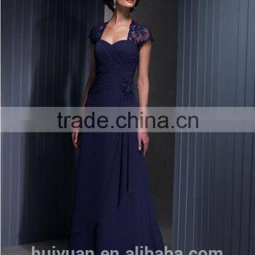 dark blue capsleeve lace mother bridesmaid dress