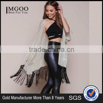 MGOO OEM Services Gold Dust Kimono Cardigan Fashion Tassels Tops Women Sexy Shawl Clothes Loose