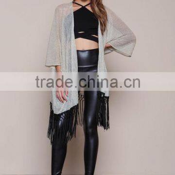 MGOO OEM Services Gold Dust Kimono Cardigan Fashion Tassels Tops Women Sexy Shawl Clothes Loose photo-6