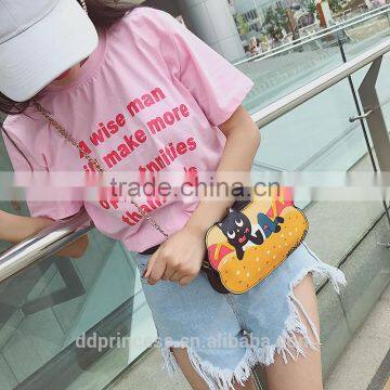 2017 Children Girl Dress Shoulder Nag Hamburger Cat Cartoon Pattern Fashion Bag photo-3