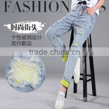 2016 New Fashion Brand Blue Jeans Women Slim Jeans Female Comfortable Stretch Pencil Pants Hole Beggar Women photo-4