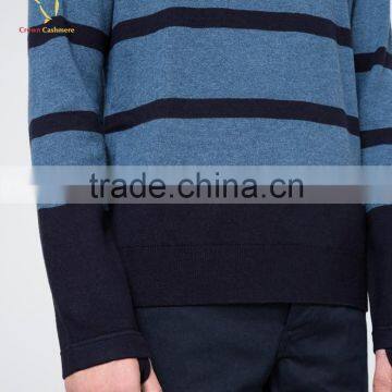 Stripe Crewneck Long Sleeve Pattern Knitted Sweater Pullover For Men photo-4