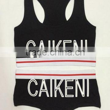 Custom Your Own Brand Logo Design Elastic Band Bra Bikini Lady Briefs Women 95%Cotton 5%Spandex Bralette Sport Crop Tank Top