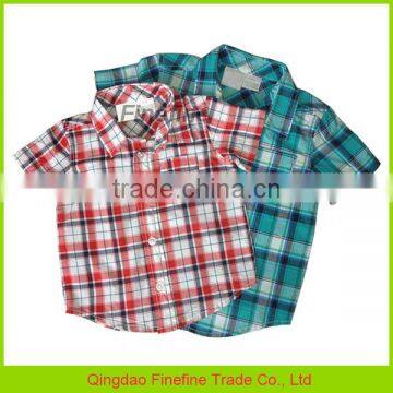 OEM service short sleeve cotton plaid baby kids poplin shirt