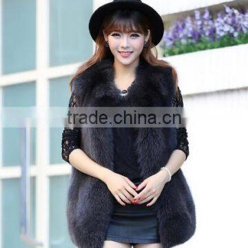 CN-R-33 Wild Style Dyed Silver Fox Fur Vest Trend Design Real Fox Fur Waistcoat Lastest Designer Waistcoat