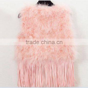 B Rabbit Fur Tassels Fashion Turkey Feather Vest photo-6