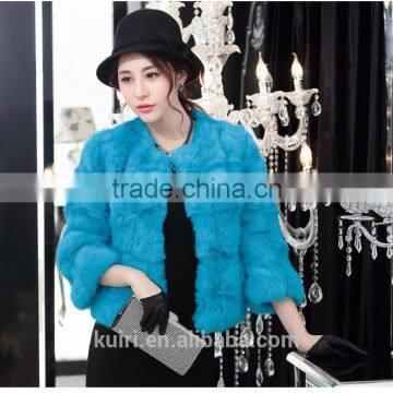 2016 New Real Rabbit Fur Coat Women Fashion Fur Jacket Low Sale Good Quality Rabbit Real Fur Coat photo-4