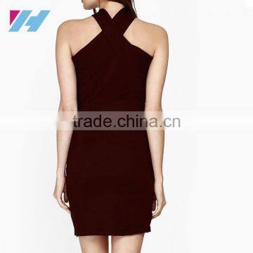 YIHAO New Fashion Short Solid Bodycon Cooktail Party Dress Red Sexy Ladies Bandage Dress