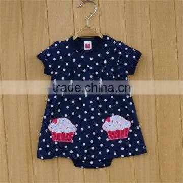 2017 Summer Cinched Short Sleeve Girl Romper One Piece Polka Dot New Born Baby Dress photo-4