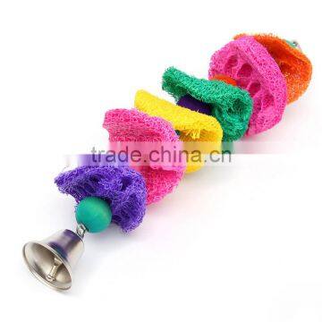 Newest Colorful Loofah Sponge Pet Bird Parrot Cage Macaw Cockatoo Cockatiel Conure Handmade Toy Plant Fibre Parrot Chew Toy photo-5