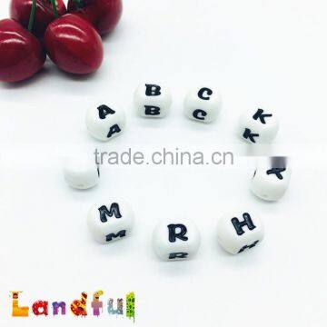 12mm English Letters Baby Bracelet Beads Alphabet Teething Silicone Beads photo-6