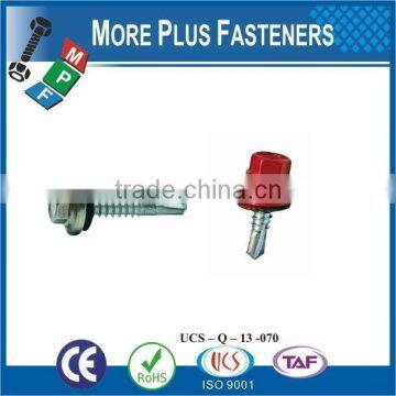 Taiwan 1/4"-14 x 2" Hex Unslotted Hex Washer Head Epoxy #3 410 Stainless Steel Bonded Sealing Washer Self-Drilling Screw