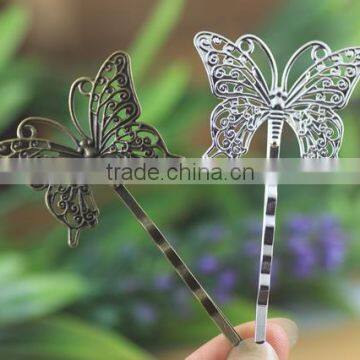 Silver Antique Bronze Filigree Butterfly Hair Clasp Bobby Pins