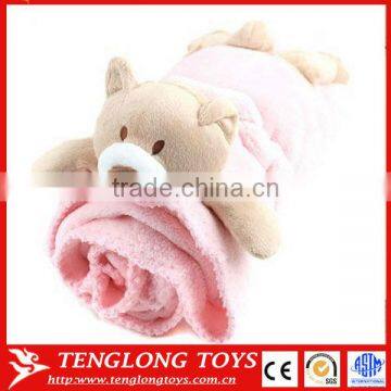 100% Polyester Fabric coral fleece blanket with animal toys