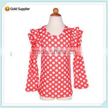 China Supplier Baby Girls Custom-made Clothes 100% Cotton Ruffle Petti Tops Kids Girs Polka Dot Cute Long Sleeve T-shirt