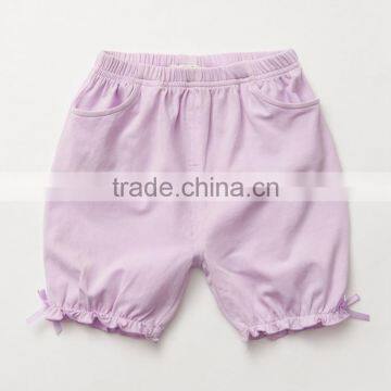 2017 Summer Girl Casual Pocket Bow Ruffle Solid Organic Shorts