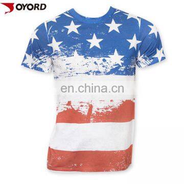 3d full sublimation printing american flag t shirt for men