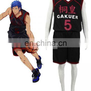 SunShine-Free Shipping Kuroko's Basketball Daiki Aomine Too High School Basketball Team Uniform Black Number 5 Cosplay Costume