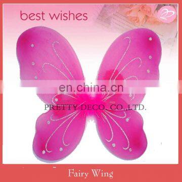 Wholesale Pink color Glitter printing kids butterfly fariy wing