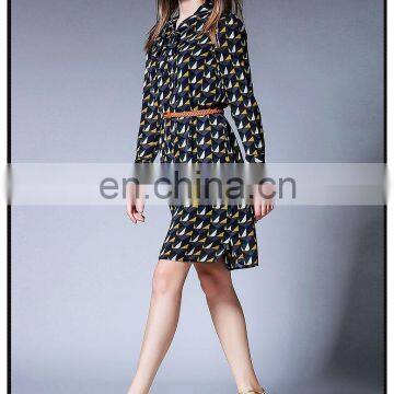 Side Vent Open Chiffon Print Dress Hot Sell Styles Chiffon Bow Dress photo-4