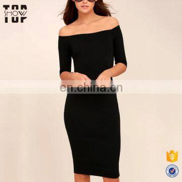 OEM product fully lined half sleeves woman summer dress midi