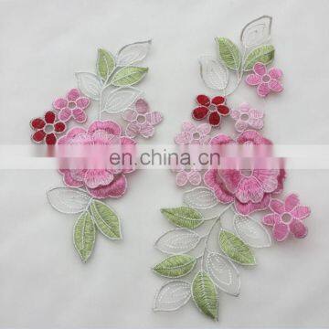 customized beautiful design organza embroidery applique for dress