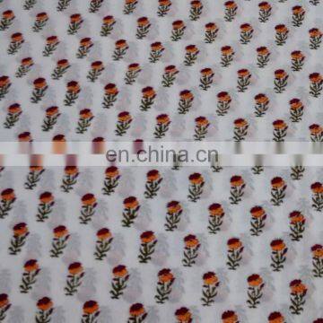 Cotton Hand Block Printed Jaipuri Fabric Sanganeri Fabric Handmade Floral Fabric