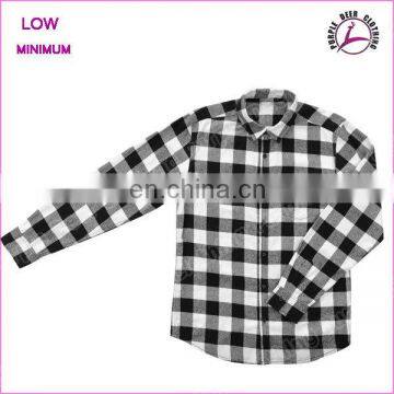 Mens Black White Check Pattern Cotton Shirt Long Sleeve Thick Flannel Shirt photo-3