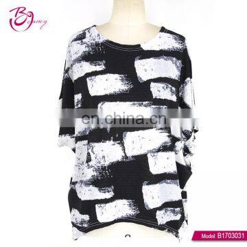 Black Background White Block 2017 Clothing Women Top Blouse