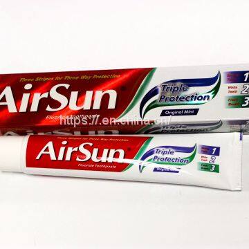 AS-A26 75ml 144pcs AirSun OEM ODM ISO GMPC complete extra fresh medicate herbal toothpaste