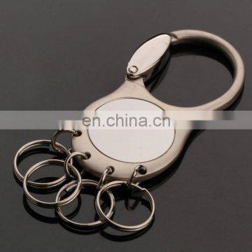 novelty metal multi ring keychain with printed custom logo