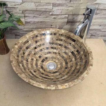 Beige Marble Mosaic Wash Basins and Sinks, Beige Marble Basins