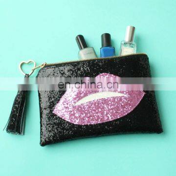 hot selling glitter lips clutch cosmetic bag women fashion cosmetic makeup bag party handbag