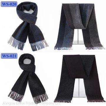 100% Lamb Scarf Strip Solid Plaid Wool Scarf for Men Winter Accessories photo-2