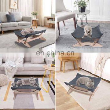 Cat Hammock Pet Cots for Small Animals Detachable Wooden Frame Square Hanging Cat Sofa Sleeping Bed photo-5