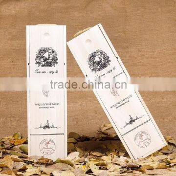 Accept OEM silk printing logo unfinished wooden wine box for single bottle