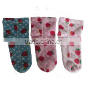 Printed double-sided plush PVC dots women's room sock