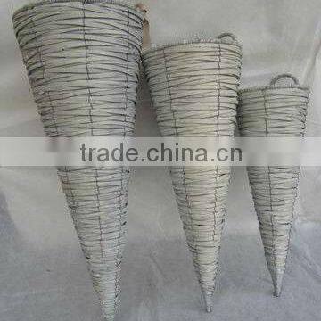 2014 long hanging grey woven willow garden decoration flowerpots