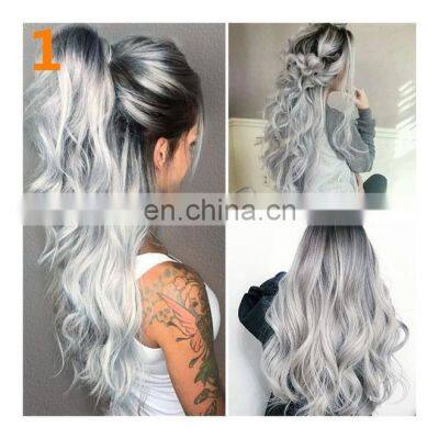 Fashion 7 Style Black Long White Cosplay Wigs Wave Color Wig Cosplays Centre Parting Pink Loose Curly Wig Full Cosplay Red photo-5