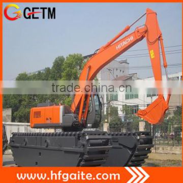 Amphibious excavator for shallow water dredging